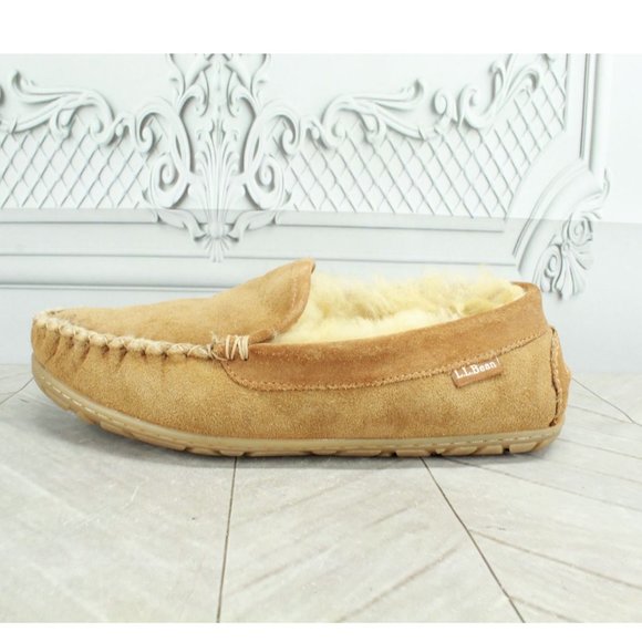 L.L. Bean Shoes - LL Bean Brown Suede Shearling Lined Wicked Good Venetian Slippers 8 M